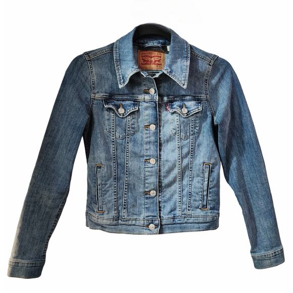 Christian Cross Custom Upcycled Jean Jacket, Women's XS - Picture 4 of 5